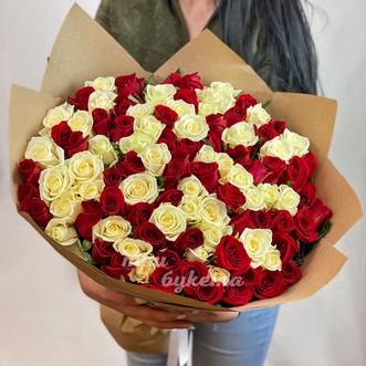 101 красно-белая роза